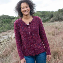 Trui En Vest<Blancheporte Vest met knopen in lusjestricot pruim