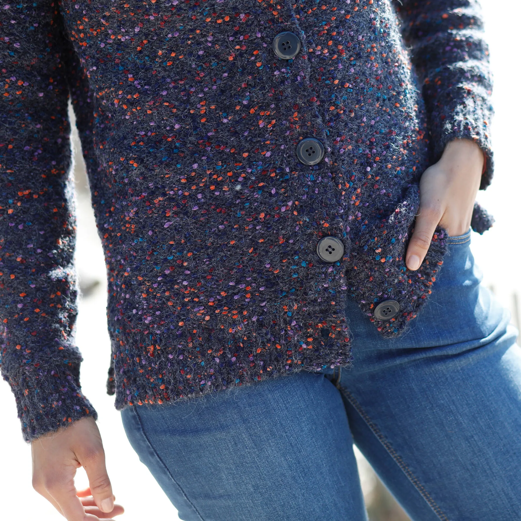 Trui En Vest<Blancheporte Vest met knopen in lusjestricot marine
