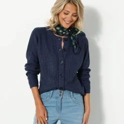Trui En Vest<Blancheporte Vest met knopen in patenttricot marine