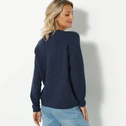 Trui En Vest<Blancheporte Vest met knopen in patenttricot marine