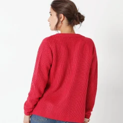 Trui En Vest<Blancheporte Vest met knopen in patenttricot framboos