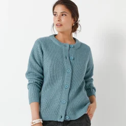 Trui En Vest<Blancheporte Vest met knopen in patenttricot celadongrijs