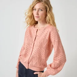 Trui En Vest<Blancheporte Vest met knopen, pointelletricot poederroze