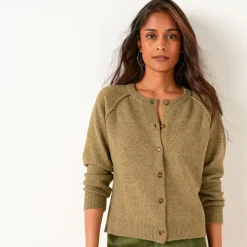 Trui En Vest<Blancheporte Vest met knopen, streelzacht tricot in wolmengelin lichtkaki