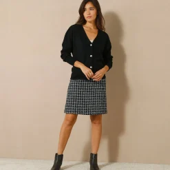 Trui En Vest<Blancheporte Vest met officiersknopen, loose volume zwart