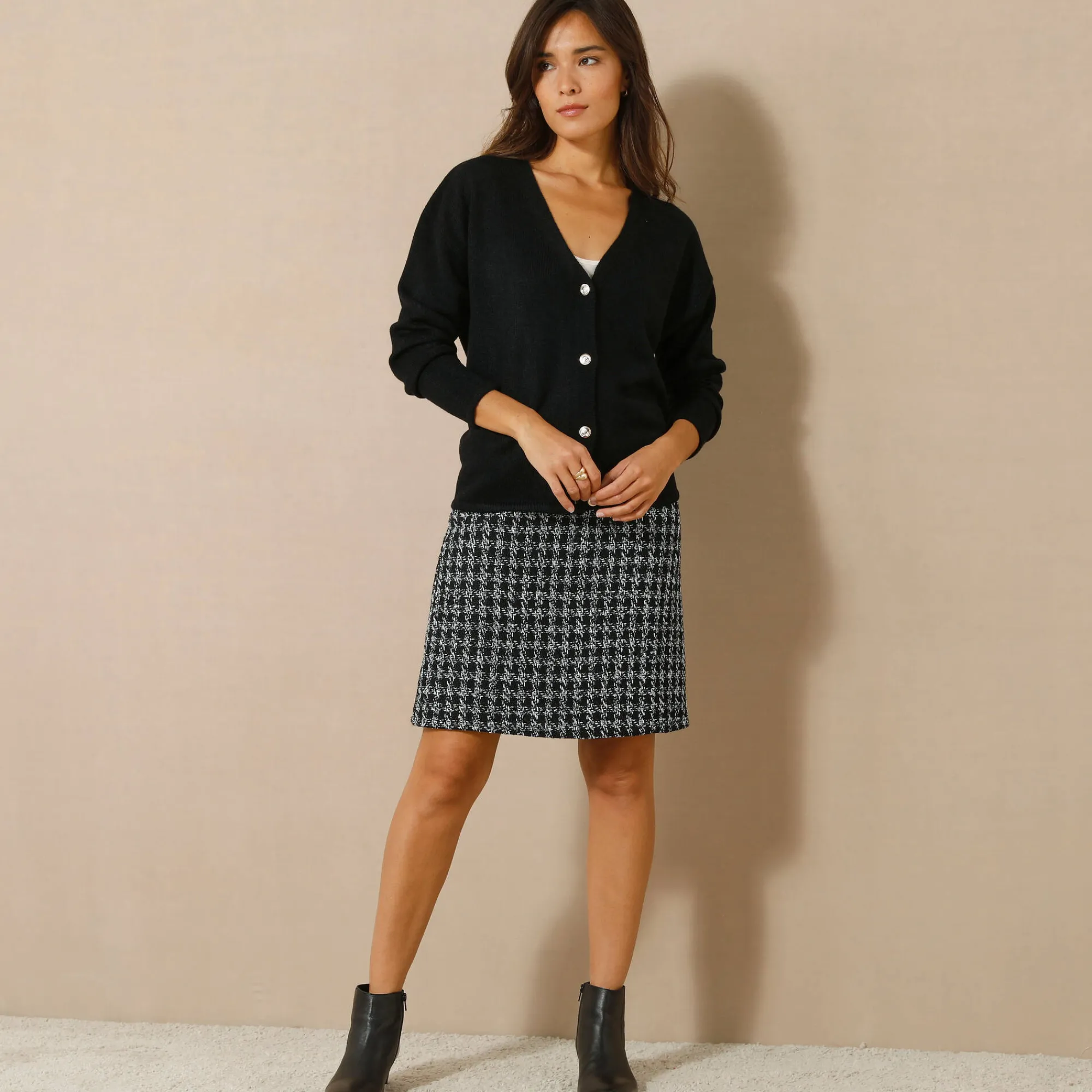 Trui En Vest<Blancheporte Vest met officiersknopen, loose volume zwart