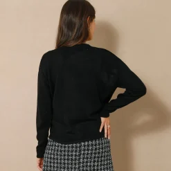 Trui En Vest<Blancheporte Vest met officiersknopen, loose volume zwart