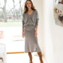 Trui En Vest<Blancheporte Vest met officiersknopen, loose volume chiné grijs