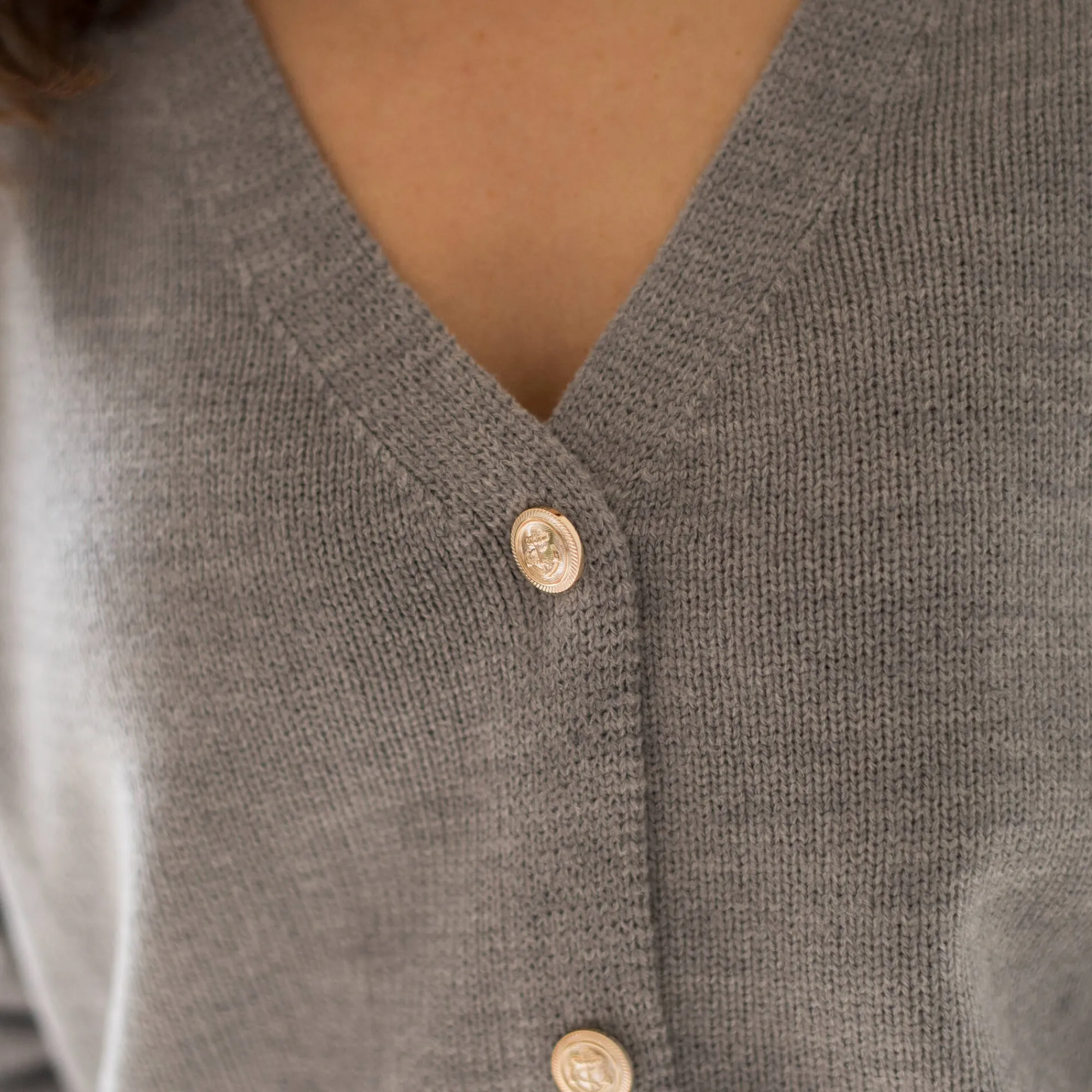 Trui En Vest<Blancheporte Vest met officiersknopen, loose volume chiné grijs
