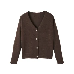 Trui En Vest<Blancheporte Vest met officiersknopen, loose volume chocolade