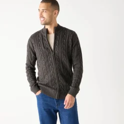 Trui En Vest<Blancheporte Vest met opstaande ritskraag en kabels antraciet