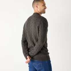 Trui En Vest<Blancheporte Vest met opstaande ritskraag en kabels antraciet