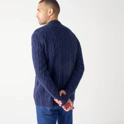 Trui En Vest<Blancheporte Vest met opstaande ritskraag en kabels marine