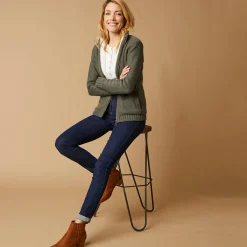 Trui En Vest<Outdoor Collection Vest met rits en pluchevoering, 30% wol kaki