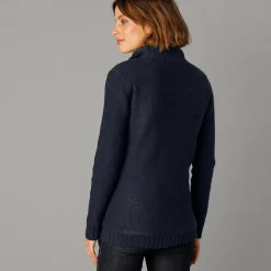 Trui En Vest<Outdoor Collection Vest met rits en pluchevoering, 30% wol marine