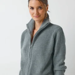 Trui En Vest<Blancheporte Vest met rits, in pareltricot chiné grijs