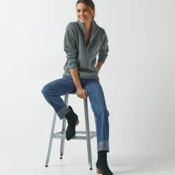 Trui En Vest<Blancheporte Vest met rits, in pareltricot chiné grijs