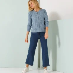 Trui En Vest<Blancheporte Vest met rits in patenttricot met mohairtouch chiné blauw