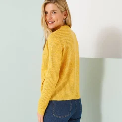 Trui En Vest<Blancheporte Vest met rits in patenttricot met mohairtouch CHINE CURRY