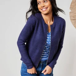 Trui En Vest<Blancheporte Vest met rits in patenttricot met mohairtouch marine