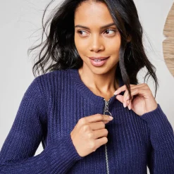Trui En Vest<Blancheporte Vest met rits in patenttricot met mohairtouch marine