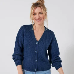 Trui En Vest<Blancheporte Vest met V-hals en knopen marine