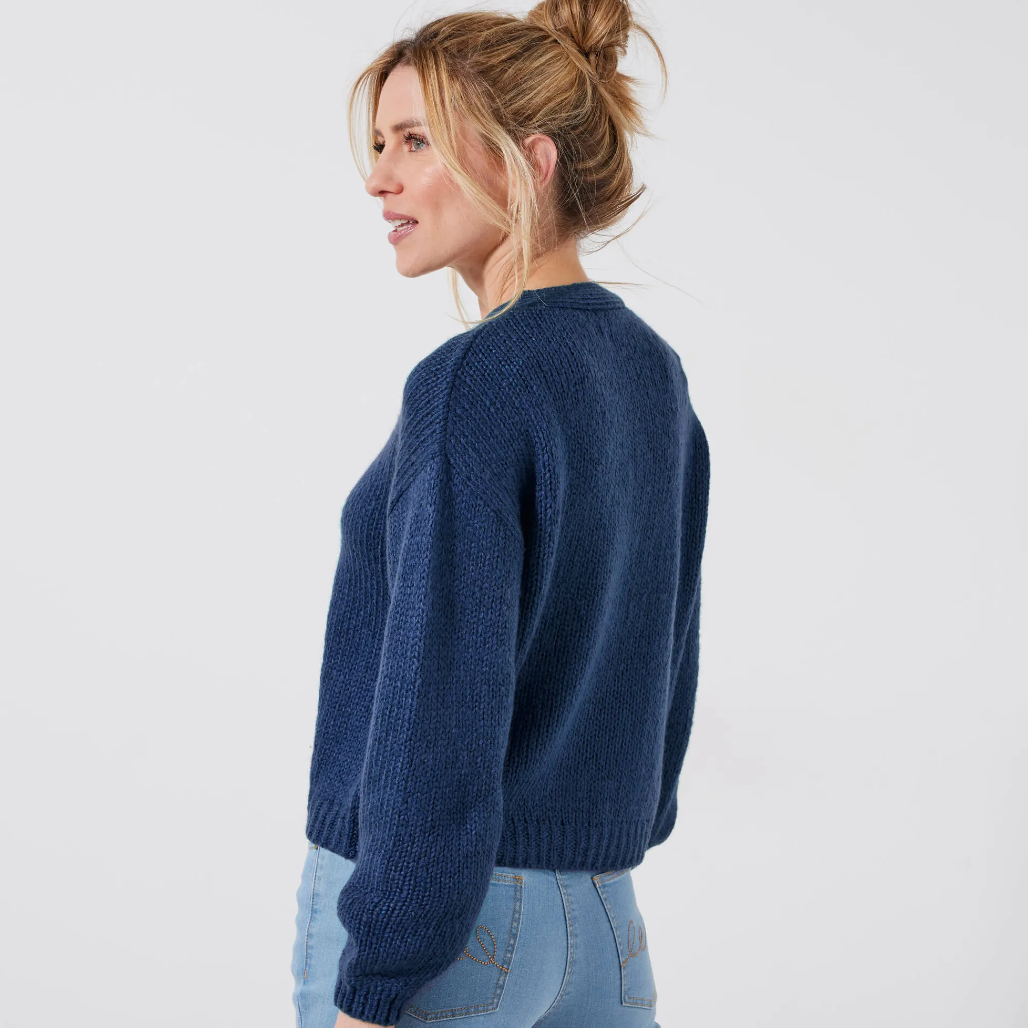 Trui En Vest<Blancheporte Vest met V-hals en knopen marine
