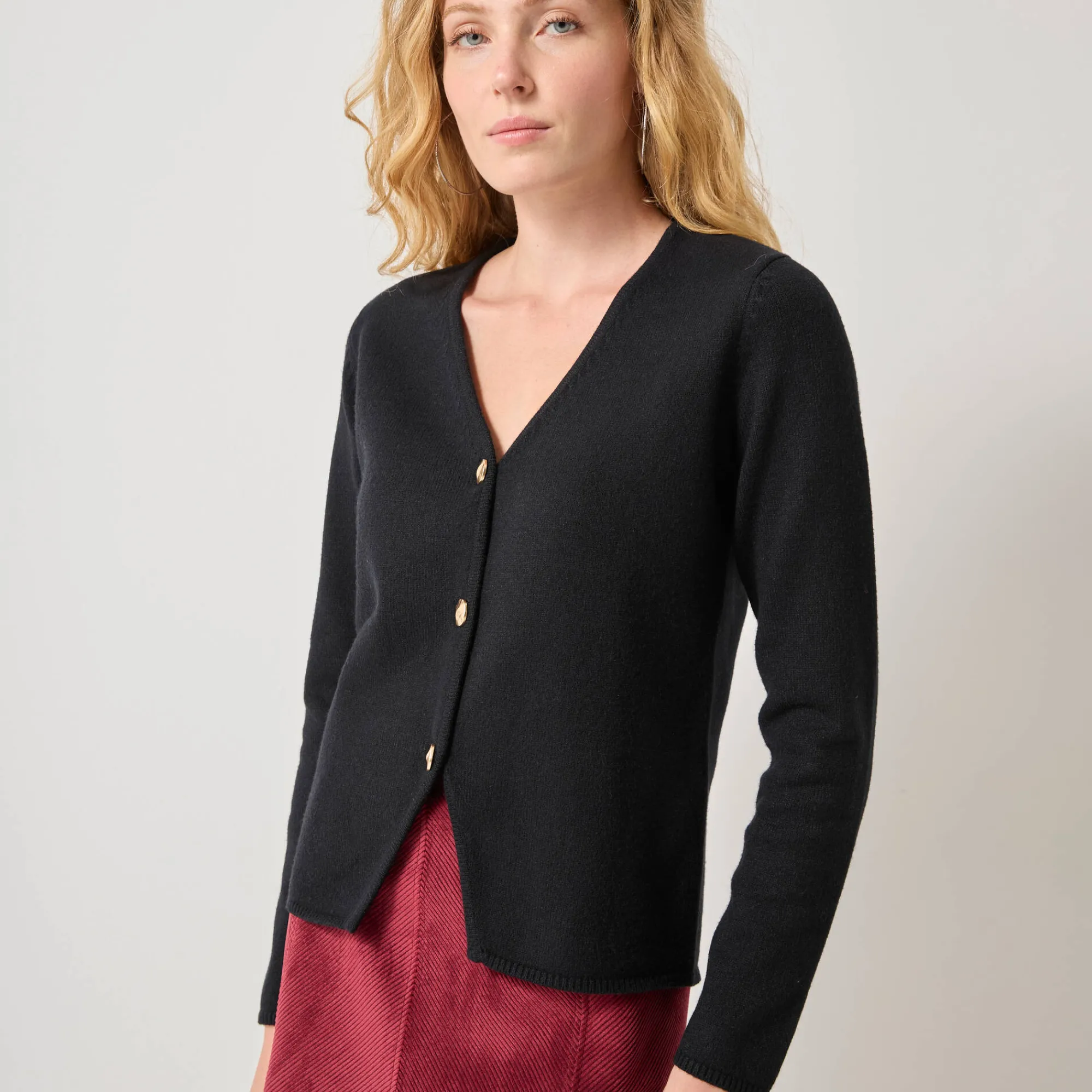 Feestoutfits Dames|Trui En Vest<Blancheporte Vest met V-hals, knoopsluiting en asymmetrische onderkant zwart