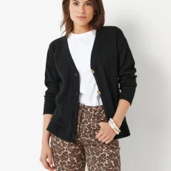 Trui En Vest<Blancheporte Vest met V-hals, ribtricot zwart