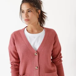 Trui En Vest<Blancheporte Vest met V-hals, ribtricot terracotta