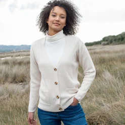 Trui En Vest<Blancheporte Vest met V-hals, ribtricot ecru
