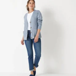 Trui En Vest<Blancheporte Vest met V-hals, ribtricot grijsblauw
