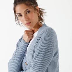 Trui En Vest<Blancheporte Vest met V-hals, ribtricot grijsblauw