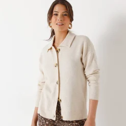 Trui En Vest<Blancheporte Vestjasje met knopen, gerecycleerd polyester(**) chiné beige
