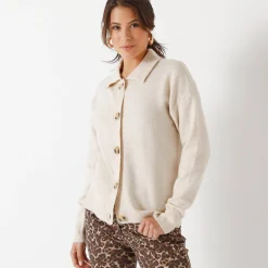 Trui En Vest<Blancheporte Vestjasje met knopen, gerecycleerd polyester(**) chiné beige