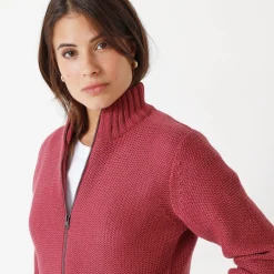 Trui En Vest<Outdoor Collection Vets met rits, 30% wol violine