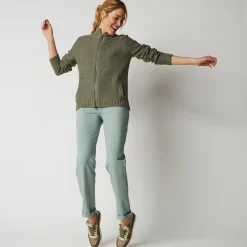 Trui En Vest<Outdoor Collection Vets met rits, 30% wol kaki