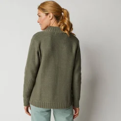 Trui En Vest<Outdoor Collection Vets met rits, 30% wol kaki