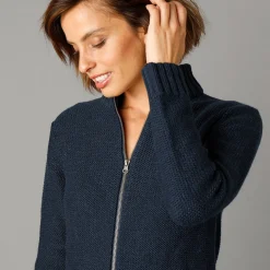 Trui En Vest<Outdoor Collection Vets met rits, 30% wol marine