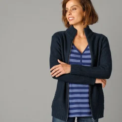 Trui En Vest<Outdoor Collection Vets met rits, 30% wol marine