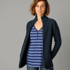 Trui En Vest<Outdoor Collection Vets met rits, 30% wol marine