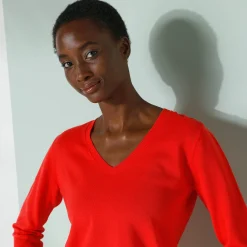 Trui En Vest<Blancheporte V-halstrui met lange mouwen rood