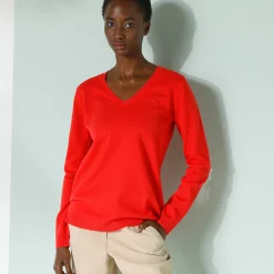 Trui En Vest<Blancheporte V-halstrui met lange mouwen rood