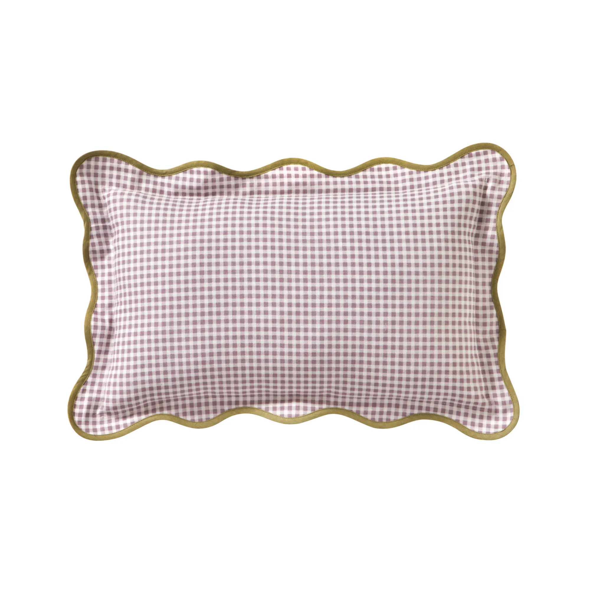 Kussen<Blancheporte Vichy kussen met contrasterend feston parma