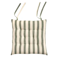 Stoelkussentje<Blancheporte Vierkant, gestreept stoelkussentje - set van 2 eucalyptus