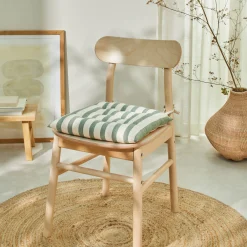 Stoelkussentje<Blancheporte Vierkant, gestreept stoelkussentje - set van 2 eucalyptus