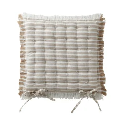 Stoelkussentje<Blancheporte Vierkant, gestreept stoelkussentje met franjes - set van 2 beige