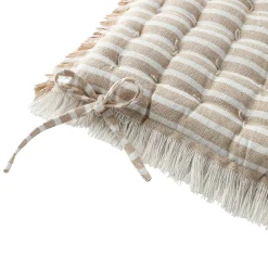 Stoelkussentje<Blancheporte Vierkant, gestreept stoelkussentje met franjes - set van 2 beige