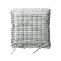 Stoelkussentje<Blancheporte Vierkant, gestreept stoelkussentje met franjes - set van 2 parelgrijs