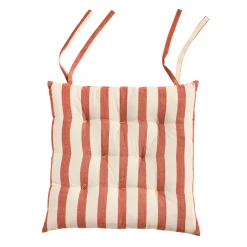 Stoelkussentje<Blancheporte Vierkant, gestreept stoelkussentje - set van 2 terracotta